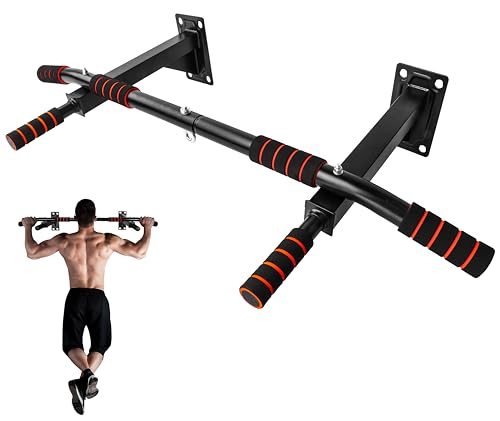FK Sports Pull Up Bar Wall Mounted Pull-Up Bars 3 Foam Padded Hand Grips Chin Up Bar Portable...