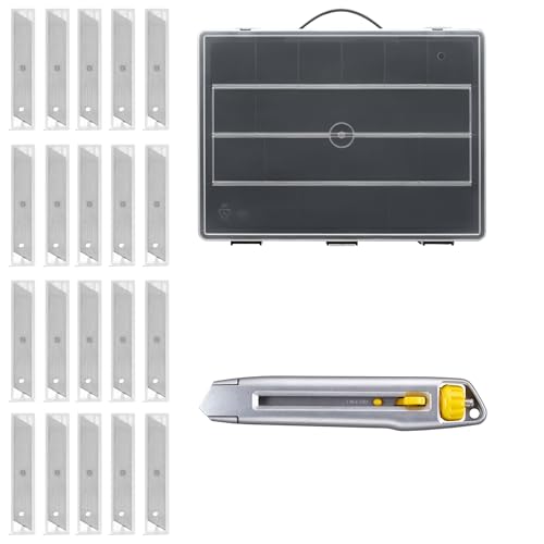 STANLEY Promopack de cuchillas en caja surtida, cortador interlock de 18 mm con 200 cuchillas, cuchillo universal, cúter para alfombras