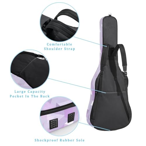Housse guitare acoustique imperméable 41" | Motif géométrique violet avec protections
