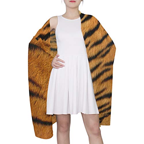 Auuxva Animal Tiger Skin Print Women Silk Scarf Lightweight Long Soft Chiffon Shawl Wrap Neck Scarves Muffler For Ladies Girls Men #TOP4