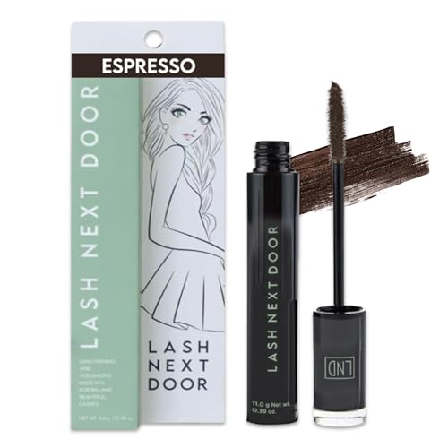 Lash Next Door Espresso Brown Mascara- Volumizing & Lengthening No Clump Smudge-Proof Makeup for Lashes- Beauty Products for Women- 1-Pack by Brooklyn and Bailey