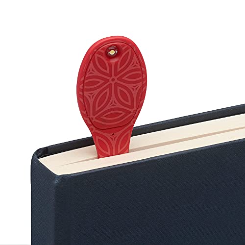 Image of Gifts for Readers & Writers Book Light, Clip On Reading Light for Bed, 2in1 Flexilight & Bookmark, Small & Lightweight with a Soft Glow, 2 Batteries Included, Red