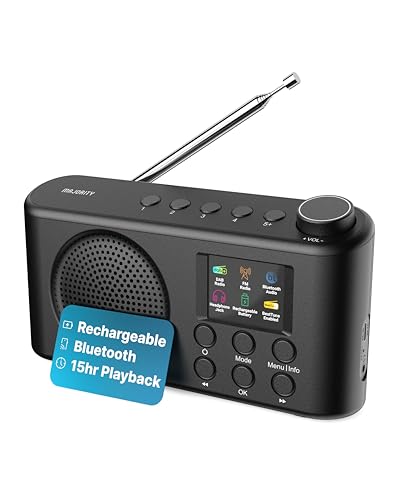 Portable DAB Digital Radio with Bluetooth | USB-C Rechargeable Battery Powered | 40 Presets, Dual Alarm & BestTune | LED Display & Headphone Jack | Small Kitchen & Travel Radio | Majority Orwell Pro