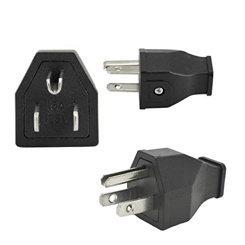 Straight Blade Plug,15 Amp 120-125 Volt, 2Pole 3Wire, Plug, Male Extension Cord Replacement Electrical Plugs End (Black-4Pack) #TOP7