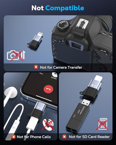 MoKo für DJI Mic Mini USB C auf Lighting Adapter, Lightning auf USB-C Adapter Audio für iPhone 14/13/12/11/Wireless Mikrofonempfänger, Unterstützung für das Laden - 1 Stück