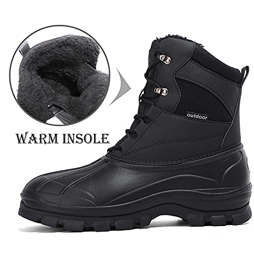 Upsolo Mens Backpacking Duck Boot Water Resistant Snow Boot Anti-Slip Outdoor Trekking Hiking Casual Walking Lightweight Shoes(T1 Black 8) #TOP1