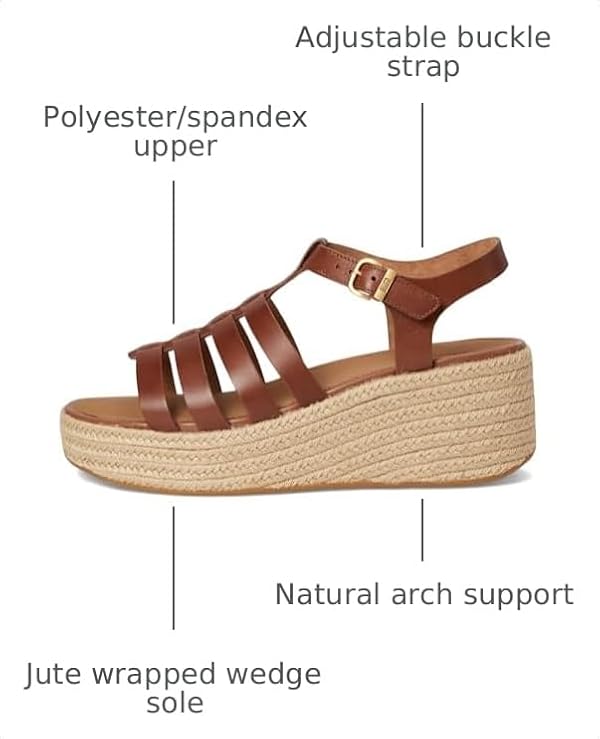 FitFlop Womens Platfforms Espadrille Fisherman Wedge Sandals, Deep Tan, 9 Medium by FitFlop - Used condition - Image 3