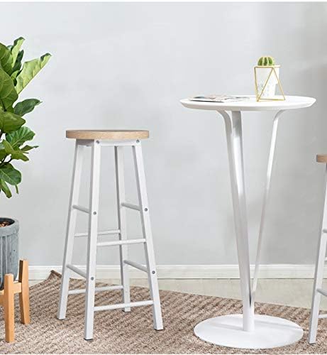 WOLTU Breakfast Kitchen Counter Bar Stools Set of 2 PCS MDF Seat Seat Bar Chairs Metal Legs Barstools Light Oak High Stools
