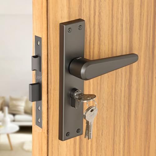 Image of LAPO Mortise Door Lock for Home Main Door & Bedroom with Handle | 45x45mm Body | Heavy-Duty 60mm Cylinder | 3 Brass Keys | Left-Right Fit 30-50mm Door Home Office Hotel | Black Finish | CY-164