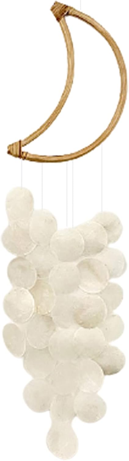 Tsubasi 風鈴 壁掛け Diy 幸せ お守り かわいい 月型 夏の風物詩 壁飾り おしゃれ 羽根 車 手作り ホーム インテリア アクセサリー 雑貨 シェル フェザー 屋内 屋外 玄関 装飾 車用品 可愛い 結婚式 恋人 誕生日 プレゼント ホワイト