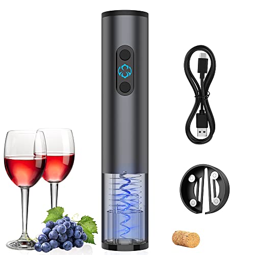 Ankway Tire Bouchon Électrique, Ouvre Bouteille Rechargeable par USB Tire-Bouchon Automatique Coffret Cadeau avec câble de Chargement USB, Coupe-Film, Emballage Délicat pour Les Fetes a la Maison Cover