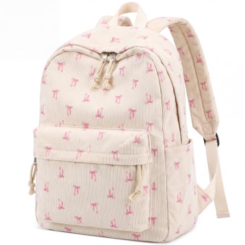 Dansydaisy Mochila escolar para meninas linda coquette de veludo coquette 21l mochila escolar mochila 43 cm grande capacidade Daypack, Bege, 12 x 6.5 x 17 inches, Laço rosa