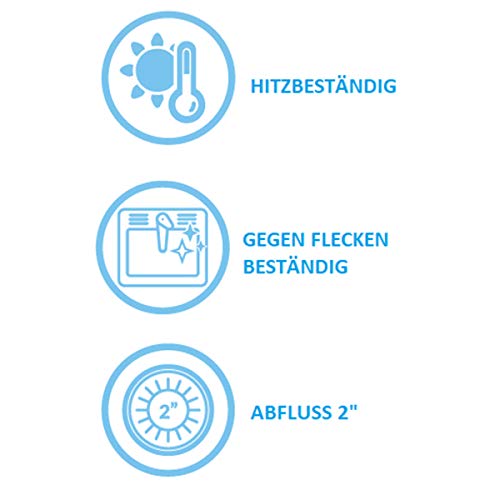 VBChome Ausgussbecken 63x53x25 cm Waschtrog aus Edelstahl Satinstruktur mit Ablaufgarnitur Waschbecken für Gewerbe Waschraum Garten