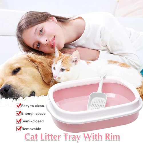 Image of Cat Litter Box Cat Extra Large (19inch) Liiter Box Tray with Free Scooper, cat Litter Tray, Litter Box for Cats Large, Adult Cats & Rabbits Toilet Litter Basin |Large Litter Tray (Color May Vary)