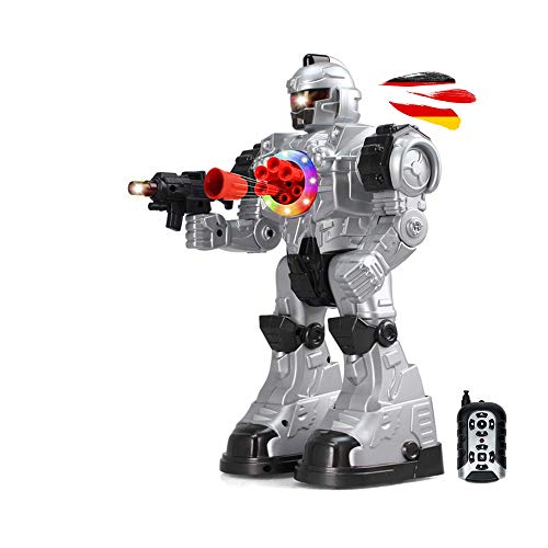 Preisvergleich Produktbild ANTAPRCIS Ferngesteuerter Programmierbar Roboter Spielzeug für Kinder, Kampf Schießen LED Fernbedienung Programmierbar Kindergeschenk Walking Gesangstanz X-Man, Mehrere Größen