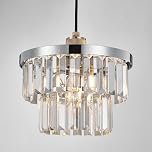 HARPER LIVING Easy Fit Pendant Shade, Chrome Ceiling Light Shade with Diameter 25cm - Modern Lamp Shades for Bedroom Kitchen Living Room Dining Room