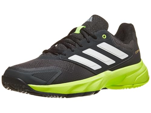 Adidas Men's Courtjam Control 3 Tennis Shoe Tennis Shoes Carbon/Zero Metallic/Lucid Lemon 9 Medium