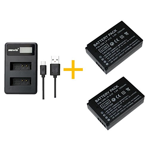2 Piezas 1200 mAh LP-E12 LPE12 Batería con Cargador de batería para Canon EOS M100, Rebel SL1, EOS 100D, EOS M, EOS M2, EOS M10 Cámaras Digitales (2 pcs Battery with Charger)