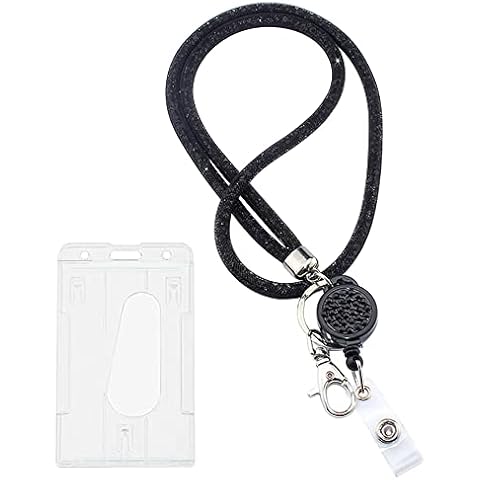 Crystal Lanyard Strap with Card Holder Kit Rhinestone Crystal Lanyard Strap with Clear ID Card Holder Bling Neck Strap for Keys ID Badge Sparkly Lanyards for ID Card, Phone, Keys Cover