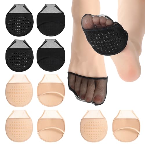 Hpmjz 6Pairs Toe Toppers No Show Liner Half Socks for Women Seamless Grip Non Slip Hidden Toes Covers Invisible Non-Skid Bottom for Mule Heels Ball of Foot Cushion Socks Women's Toe Cover