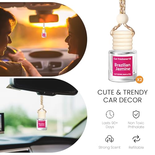 Image of Hanging Car Air Freshener, Long Lasting Scent, Cute Air Fresheners for Women, 2 Pack Non-Toxic Essential Oil Diffuser, Made in USA