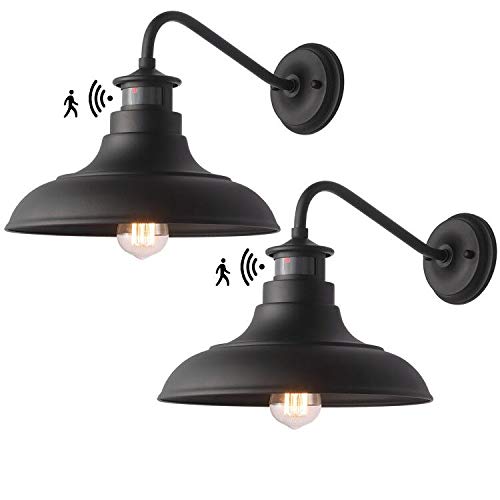 Buy Dusk to Dawn Motion Activated Sensor Gooseneck Outdoor Wall Light Fixture, Industrial