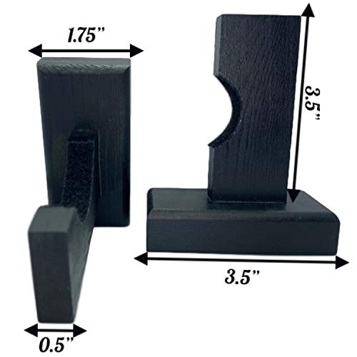 Baseball Bat Display Wall Mount | Black Bamboo Wood with Felt Liner and Hidden Screws | Easy to Hang On Wall | Perfect for Display Or Storage | Horizontal Holder (Black) - Thumbnail 4