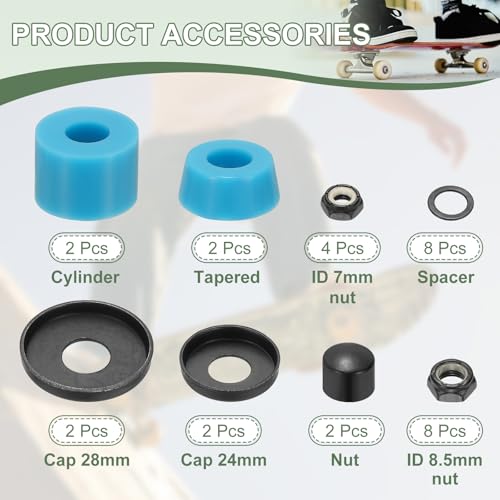 image for YELARXI Skateboard Bushings, Skateboard Truck Rebuild Long-Board Kit B
