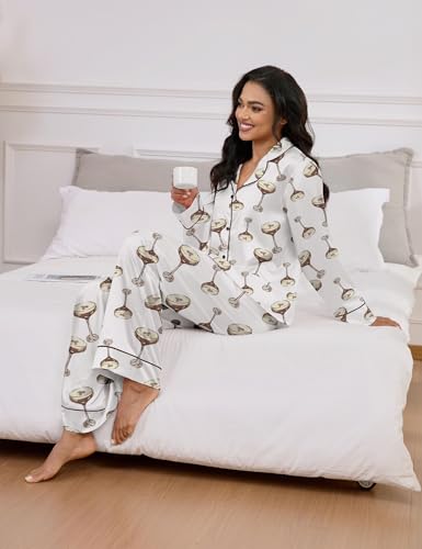 Image of SHESHOW Satin Pajamas for Women Set Long Sleeve Button Down Sleepwear 2 Piece Nightwear Women Pjs Sets Size XS-XXL