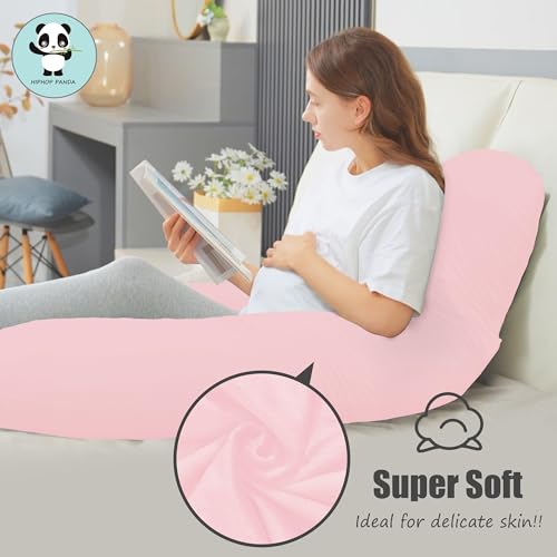 HIPHOP PANDA U-Shaped Pregnancy Pillow for Sleeping - Full Body Maternity Support Pillow with Cooling Removable Cover - Comfort for Back, HIPS, Legs, Belly - 57 Inch for Pregnant Women, Pink