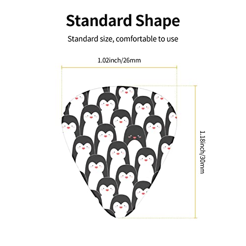 Cute Penguins Print Guitar Picks Includes Thin Medium & Heavy Gauge Unique Guitar Plectrums Gift For Bass Electric Acoustic Guitars (12 Pack ) #TOP2