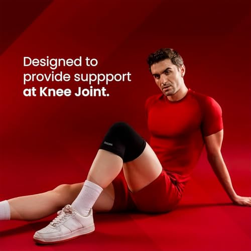 Image of BADOWL Flexa Knee Cap for Men and Women | All-Day Comfort Compression Sleeve for Joint Support, Running, Gym, Sports, Injury Recovery - Black (1 Pack) (XL)