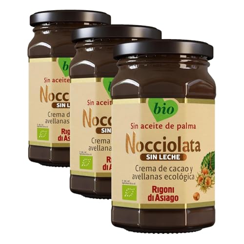 RIGONI DI ASIAGO - Nocciolata Sin Leche, Crema de Cacao y Avellanas Ecológico - 250g (Paquete de 3)