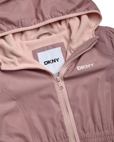Image of DKNY Girls Fleece Jacket - Polar Fleece Lined Midweight Hooded Anorak Windbreaker - Cozy Outerwear & Winter Jackets for Girls