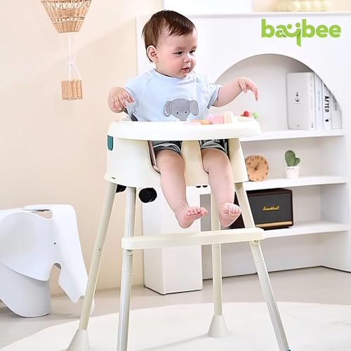Image of Baybee 4 in 1 Convertible Kids High Chair for Baby | Comfortable Booster Seat with Height Adjustable, Footrest, Food Tray & 3 Point Safety Belt | Feeding Chair for 1 to 4 Years Boys Girls (Pink)