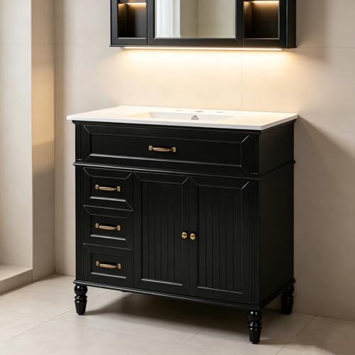 NUPczxg 36 Inch Vintage Bathroom Vanity with Sink, Freestanding Modern