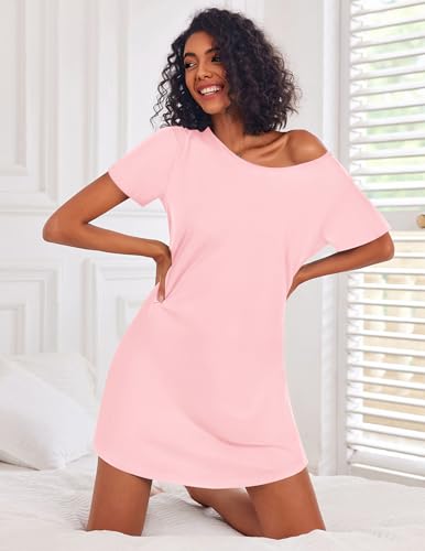 Image of Ekouaer 3 Pack Nightgowns for Women Short Sleeve Sleepshirt Button Down Nightshirt Soft Pajamas Dress Casual Sleepwear