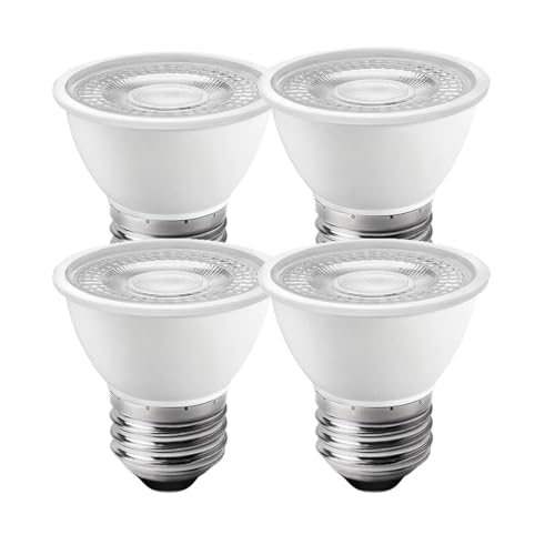 eufeifeiegds PAR16 LED電球 調光機能付き 5W 220-240V ショートネックスポットライト 500ルーメン 温白色 2700K 50W相当 E26 4個(White 6000K)