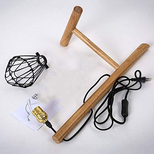 Lampe de bureau chic E27 bois massif luminaire de table chambre hotel - 6