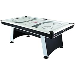 Atomic Blazer 7’ Air Hockey Table with Electronic Score Keeping with Rail-integrated Display, Heavy-duty 120V Blower for Fast Play, Overhang Rails for Reduced Puck Bounce and Leg Levelers to Ensure Even Playing Surface