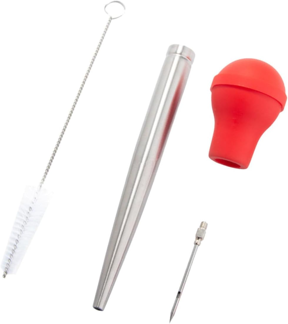 Turkey Seasoning Pump Set with Brush, Stainless Steel