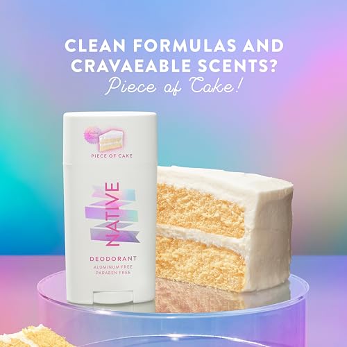 Image of Native Aluminum-Free Clean Deodorant with Natural Derived Ingredients, 72HR odor control | Deodorant for Women and Men | Baking Soda, Coconut Oil, Shea Butter | Piece of Cake Birthday