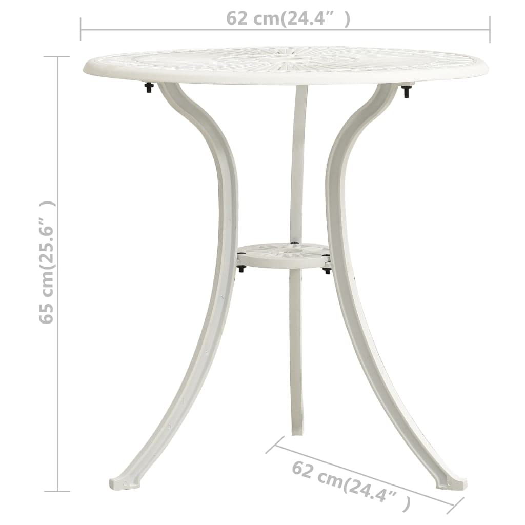 Mesa de jardín Blanca de Aluminio Fundido para pícnic, Barbacoa, jardín, Camping, Boda, Catering, 62 x 62 x 65 cm, Color Blanco