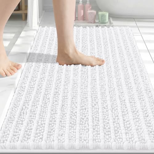 Image of Arotive Luxury Bathroom Rugs 34x21, Extra Soft Thick Absorbent Shaggy Chenille Bath Rugs, Machine Wash Dry, Bath Mats for Bathroom Floor, Tub and Shower, Home Decor Accessories, White
