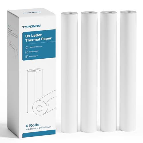 D820 Thermal Printer Paper 8.5 x 11 Inch, Continuous Thermal Paper Roll, US Letter Size printing paper Compatible with D820 Portable Printer, 4 Rolls