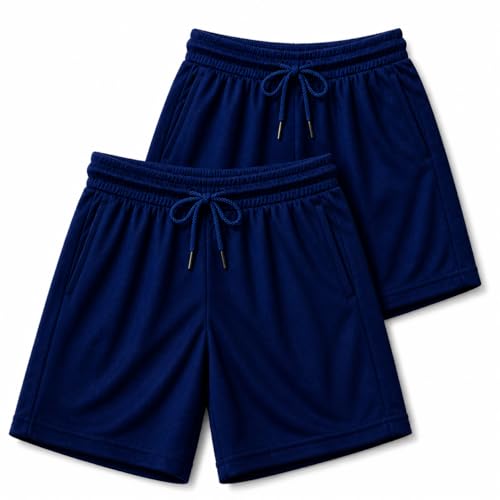 Image of RISH Kids Dri-Fit Sports Shorts for Boys & Girls | Breathable Polyester Activewear Shorts with Elasticated Waist, Drawstring & 2 Side Pockets | Solid Colours | Single and Multi Packs