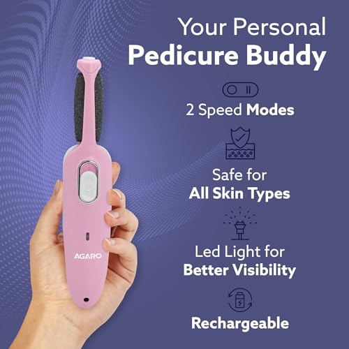 Image of AGARO Electric Callus Remover with 2 Replaceable Heads - Rechargeable Foot Scrubber for Dead Skin & Cracked Heels Pedicure Machine with 120 Minutes Runtime CR1717