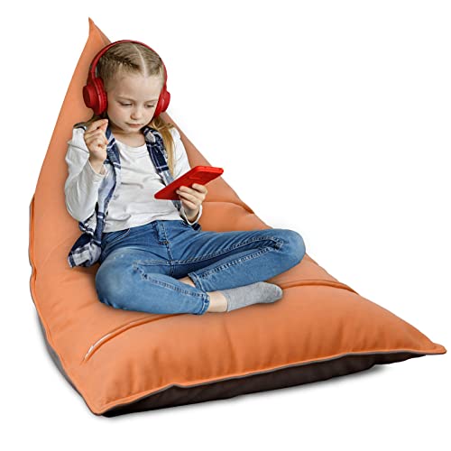 Lapeasy Stuffed Animal Storage Bean Bag Chair Cover For Kids And Parents - Cover Only, Washable Premium Canvas Stuffie Seat (Orange Grey) #TOP19