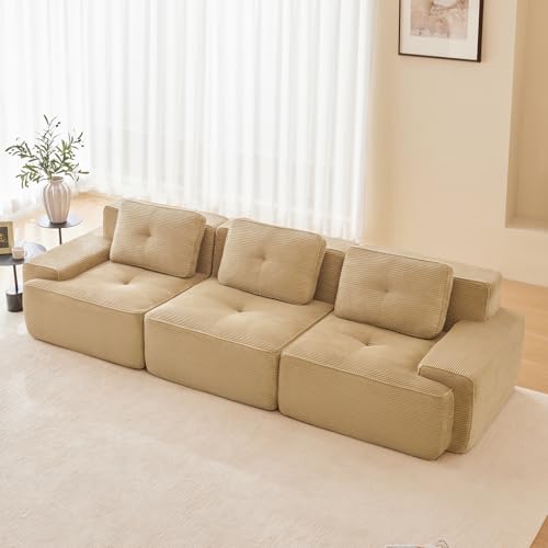 Image of Corduroy Modular Sectional Sofa, Oversized Cloud Couches for Living Room