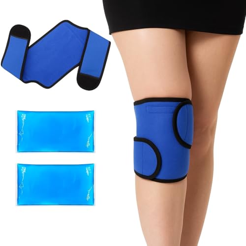 Knie Kühlkissen Gel kühlpads Kühlpacks Gel Eisbeutel Wiederverwendbare Kühlpads Ideal für Knie Gelenkschmerzen Schwellung Meniskusriss Rheumatoide Arthritis Männer und Frauen 8x5 5 Blau